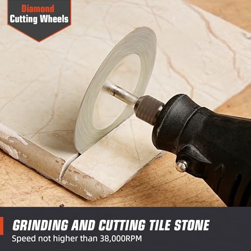 SI FANG 5Pcs 60mm Diamond Coated Cutting Discs With 5Pcs Mandrel 1/8'' Shank Stone Blade For Rotary Tool Cutting Polishing Glass Tiles Marble Plastic Jade (60mm)