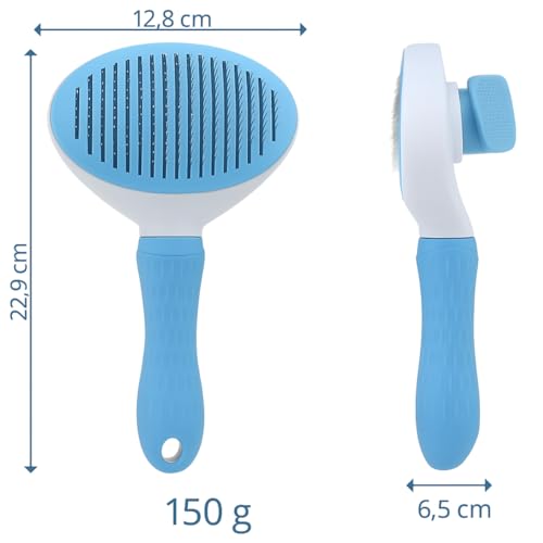 Escova Rasqueadora Pet Autolimpante Cães Gatos Remove Pelos Soltos Nós Com Suavidade Cerdas de Aço F