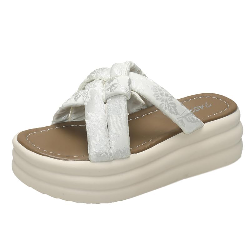 Muffin thick-bottomed fairy wind-cool slippers women's 2025 new summer wear fashion beach one-word slippers wholesale