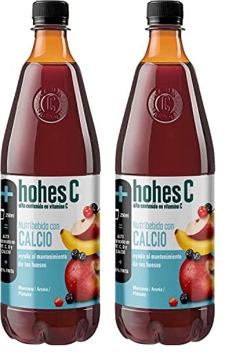 Hohes C Calcio y Vitamina C - Zumo de Manzana, Aronia, Acerola, Limón y Zanahoria Negra - Zumo 100% natural 1L (Paquete de 2)