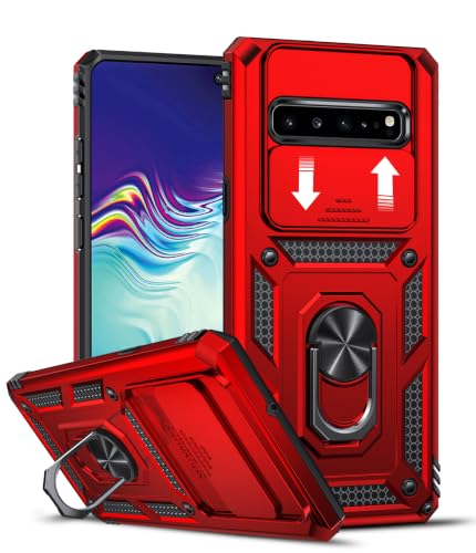 LeYi for S10-Phone Case: Samsung S10 Case with Camera Cover, Red