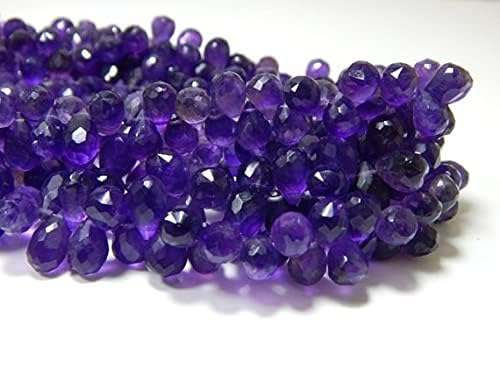 Perles améthyste en forme de goutte pour création bijoux 10 pouces