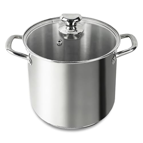 Homatz 24cm Stainless Steel Stock Pot with Glass Lid