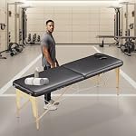 Table de Massage 2 Zones Basic Portables 185 x 60 cm pour physiothérapie - Leger ne pèse Que 11,6 kg. - Cosmetique lit esthétique Pliante avec Panneau Reiki - Noir