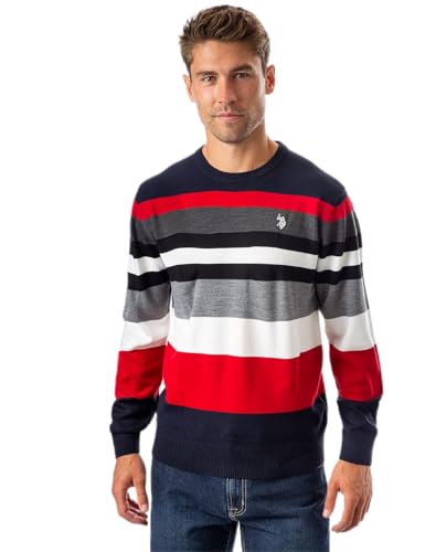 Pull à col rond rayé multicolore idéal pour les sorties de week-end