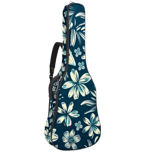 Housse de guitare avec sangle à dos et 2 poches en tissu Oxford bleu foncé