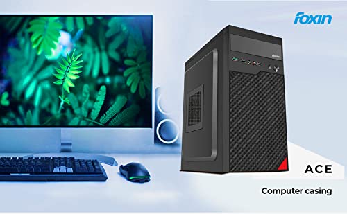 Image of Foxin ACE Desktop Computer Case /PC Cabinet - with Steel Metal Body | Front Panel 2 x USB 1.0 Port | ATX Motherboard Compatible | Color Metallic Black