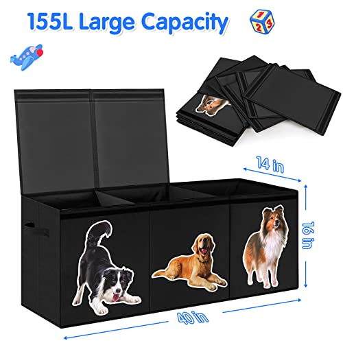 Homemarvel Toy Chest For Boys, Big Toy Box, Toy Box For Boys, Kids Toy Storage Bins, Sturdy & Foldable, Removable Divider, Large Storage Containers For Playroom, Bedroom, Closet, Home (Dog) #TOP1