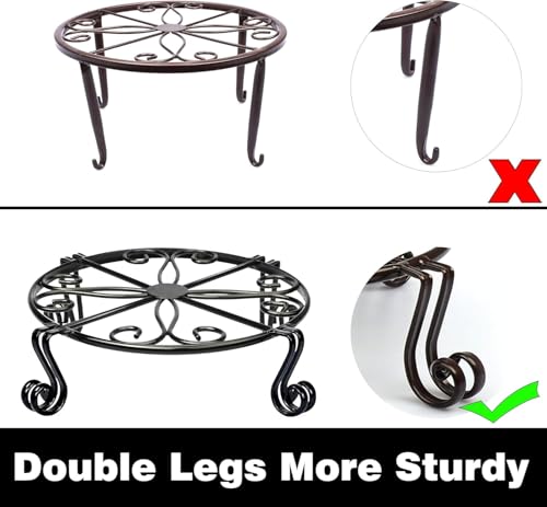 Image of Kundi Iron Plant Stand | Rust-Proof Flower Pot Holder for Indoor & Outdoor Use | Strong Metal Gamla Stand (Set of 3 Black)