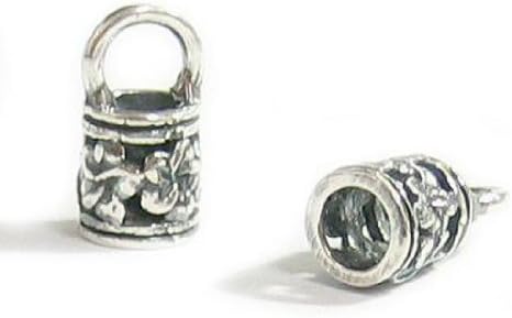 Dreambell 2 pcs .925 Sterling Silver Flower Bead 4mm Leather Cord End Cap/Findings/Antique
