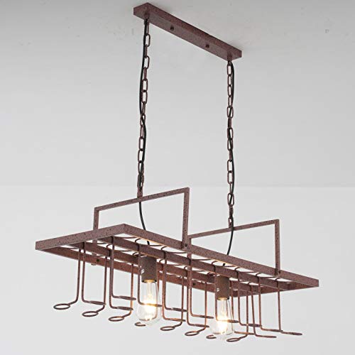 Eapmic Vintage Industrial Wine Bottle Chandelier Island Bar Restaurant Droplight Antique Hanging Square Wine Bottle Pendant Lamp E27 Wine Bottle Holder For Bar Cafe Loft Restaurant Kitchen thumb #6