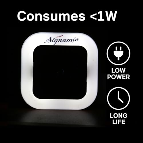 Image of Signamio 4 Pcs Sensor Light for Home Indoor - Smart Motion Sensor LED Light, Automatic On /Off Night Lamp, Energy-Saving 0.5W for Bedroom, Bedside, Home Use-White