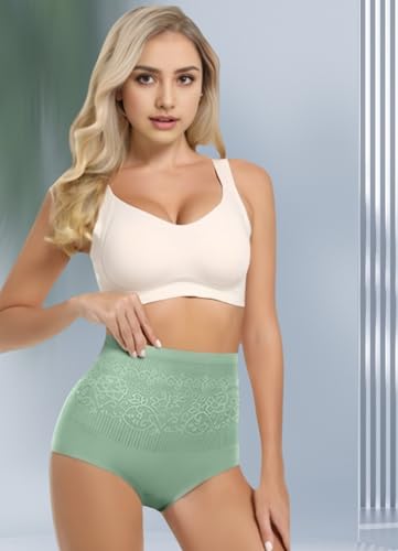 Image of Women's Lace Trim High Waisted Cotton Underwear Full Coverage Ladies Panties Tummy Control Briefs 4 Pack