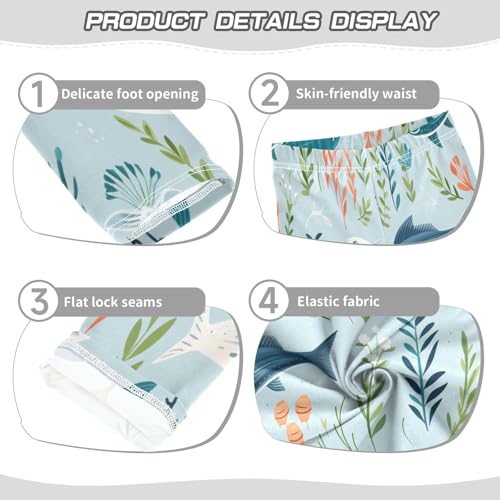 Bolaz Toddler Girls Leggings Printed Yoga Pants Leggings White Blue Fish for Kids3