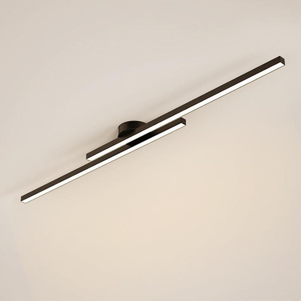 LYMSXAZOU Led Linear Ceiling Light Modern Flush Mount Lamp Hallway Lighting Fixture Minimalist Long Strip Chandelier Lights for Living Room Bedroom Corridor Kitchen/Black3000K/90Cm