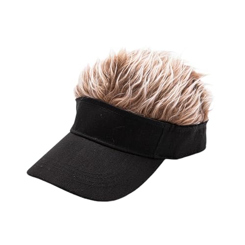 YIJU Novidade masculina viseira de cabelo espetado sol engraçado boné de golfe peruca falsa chapéu d