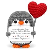 Cadimus Geschenke für Partner, Pocket Hug Pinguin, Gehäkelte Geschenk Partner, Du Bist Mein Pinguin Geschenk, als Geburtstag Valentinstag Jahrestag Weihnachten Geschenke Geeignet für Sie Ihn, F3