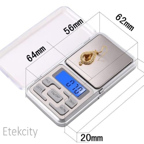 Image of Etekcity Digital Jewellery Scale - Ultra-Accurate Electronic Weighing Machine for Gold, Silver & Jewellery - 0.01g to 200g Capacity, Compact Design for Shops & Professionals