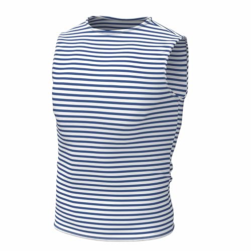Genuine Striped Tank Top Sleeveless Shirt Light Blue Cotton Original Telnyashka Тельняшка