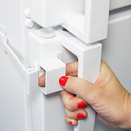 LIVSafe Refrigerator Lock: 1-Hand Use, Self-Locking, Baby Safety Fridge & Freezer Latch-White