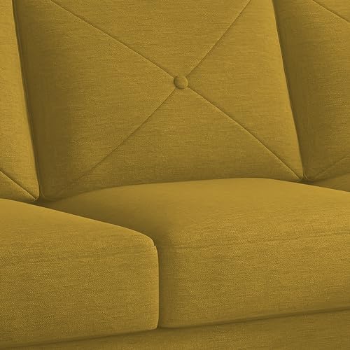 Image of Baloney RHS 6 Seater L Shape Sofa Set with Center Table for Living Room (Yellow Fabric) Premium Fabric Sofa