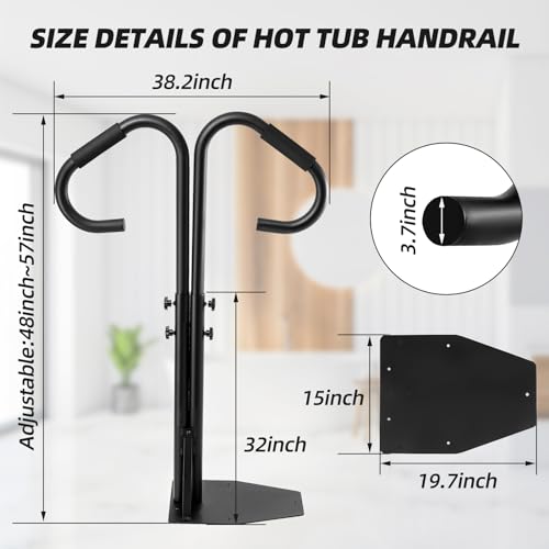 BarANDa para jacuzzi ajustable 48-57 pulgadas negro miniatura 2