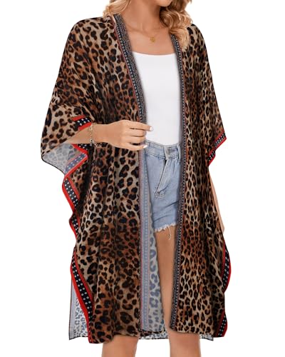 Image of Women's Kimono Beach Cover up for Summer Bathing Suits Cardigans Casual Loose Swimwear 2026