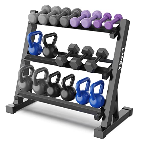 JX FITNESS Support pour haltères - Support de rangement à 3 niveaux - 453,6 kg (support uniquement) Cover