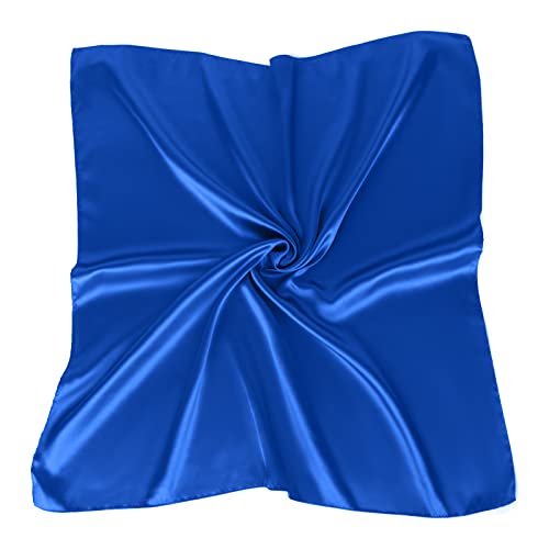 Toptie 23 Inch Square Satin Scarf, Handkerchief Bandana, Head Scarf Neck Gaiter - Royal Blue #TOP1