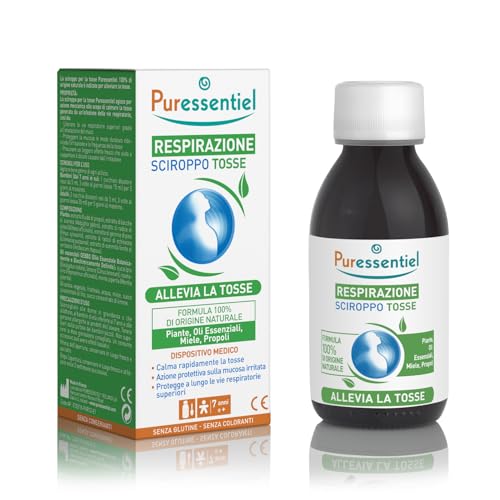 Puressentiel - Respirazione - Sciroppo Tosse Dispositivo Medico - Calma la tosse - Protegge le vie respiratorie superiori - Leggero effetto fresco - 100% di origine naturale - 125 ml