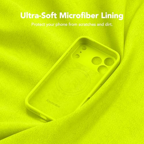 Image of Magnetic for iPhone 17 Pro Max Case, Compatible with MagSafe, [Full Camera Protection][Screen Protector] Silicone Shockproof Protective Phone Case for iPhone 17 Pro Max, Fluorescent Green
