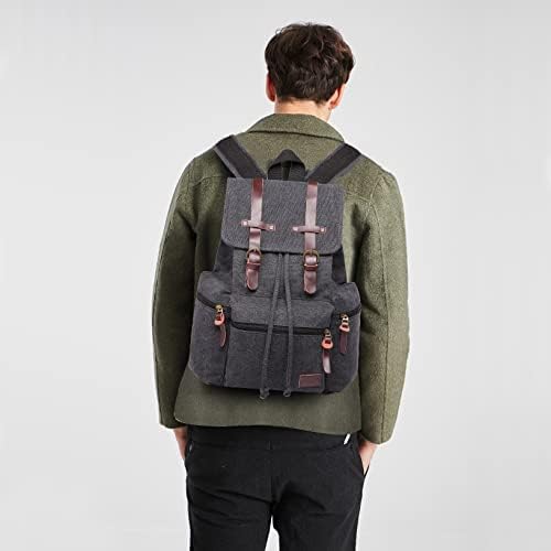 Kono Canvas Backpack Unisex Vintage Rucksack School Bag Casual Daypack for Women Men Boys Girls Outdoor Travel Hiking Camping