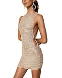 【Fabric】: Crochet swimsuit cover-up is made of premium polyester fabric, super soft, breathable, comfortable and lightweight, keeps you cool on hot days. 【Features】: This crochet dress features a sleeveless, round-neck design with side metal rings de...