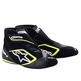 ALPINESTARS USA 2710823-155-10 Driving Shoe, SP+, Mid-Top, SFI 3.3, FIA Approved, Suede Outer, Nomex Inner, Black/Fluorescent Yellow, Size 10, Pair