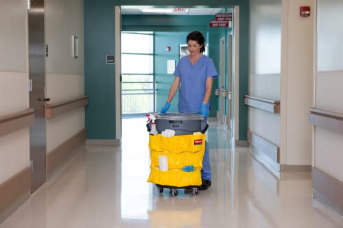 Rubbermaid Commercial Products Supply Organizing Caddy for Brute Trash Cans Yellow Tool Organizer Storage for Spray Bottles/Paper Towels/Gloves/Scrub Brush 1 Count