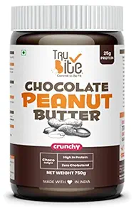Trubite Chocolate Peanut Butter (Crunchy) (750g) | High in Protein | Goodness of Dark Chocolate | No Cholesterol | Rich in Antioxidant (750G)