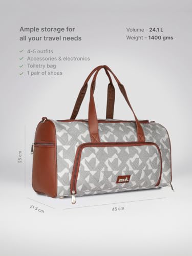 Image of Zouk Weekender Duffle Bag | Perfect 3 Day Trip Duffle for 10 Clothes | Lightweight Foldable Cabin Bag for Men & Women | Full Access Opening, Shoe Pocket & Trolley Sleeve | AravalliAbstract
