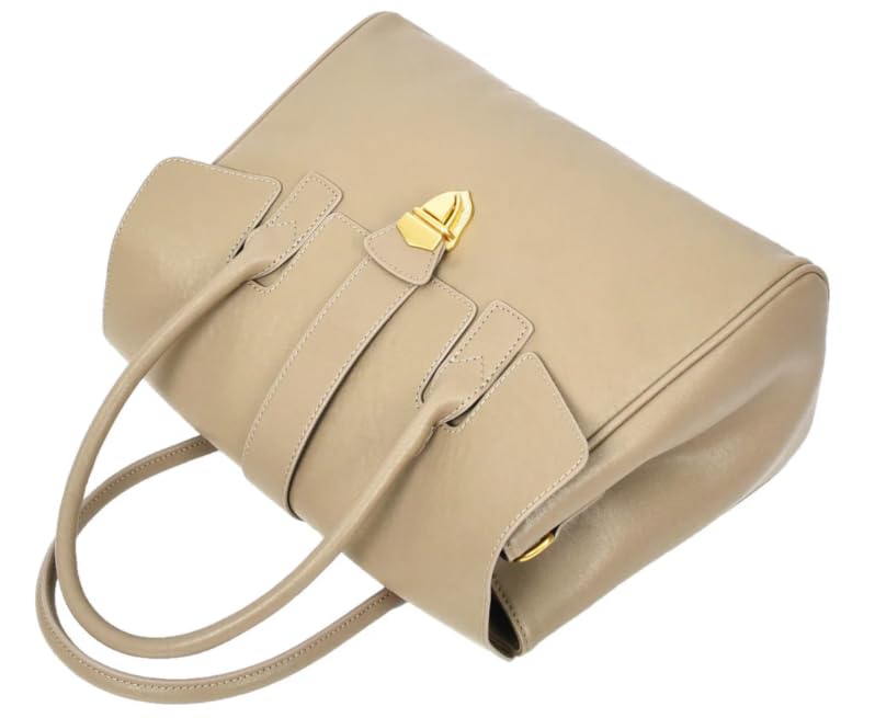 Serena Bolso de Mano de Piel Auténtica para Mujer, Estilo Médico Clásico con Herrajes Dorados