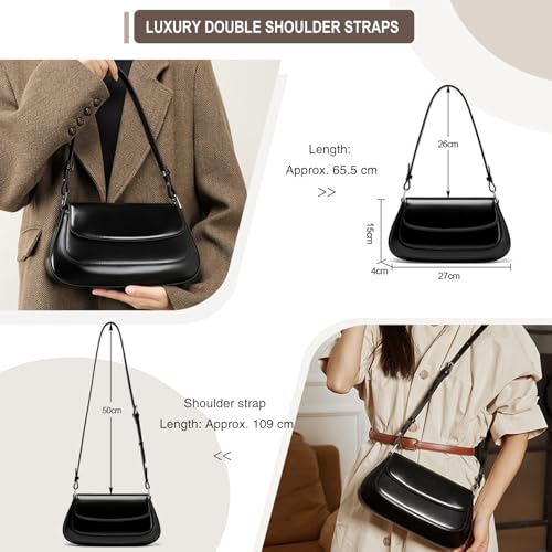 Small Saddle Bag for Women, Genuine Leather Crossbody Purse with Adjustable Strap - Shoulder Bag & Armpit Handbag3