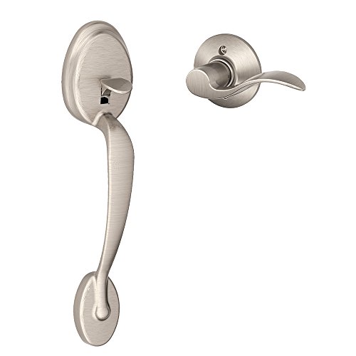 Amazing 🔥 SCHLAGE FE285 PLY 619 Acc LH Plymouth Trim Lower Half Front Entry Handleset with Accent Left Hand Lever, Satin Nickel