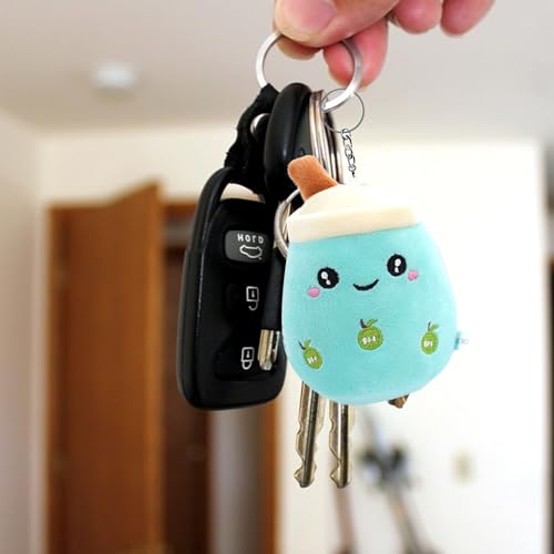 4 Stück Bubble Tea Plüschtier, Kleine Bubble Tea Kuscheltier, Plüsch-Tier-Spielzeug mit Schlüsselanhänger, Gefüllte Plüsch Kinderspielzeug mit Schlüsselanhänger, für Kinders Geburtstag Gastgeschenke