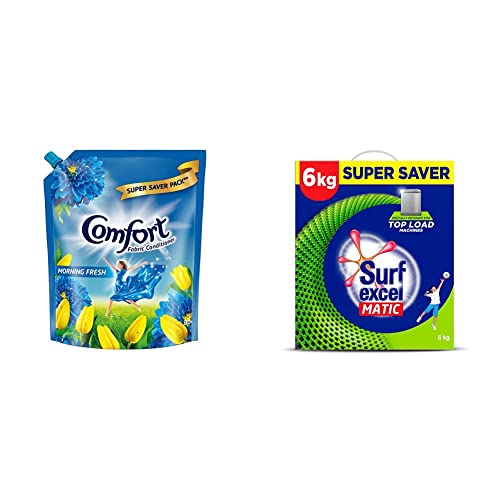 Image of Comfort After Wash Morning Fresh Fabric Conditioner Pouch - 2 L & Matic Top Load Detergent Powder - 4 Kg with Free 2 Kg Combo