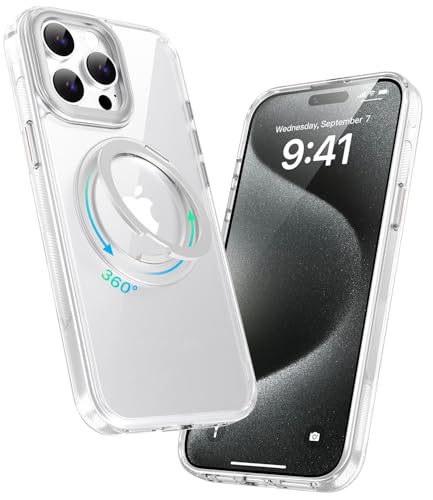 Image of for iPhone 15 Pro Max Case, Compatible with MagSafe, Slim Shockproof Military-Grade Rugged Protective Case with Stand, Camera Control, Comfort Grip (C-Clear, iPhone 15 Pro Max)