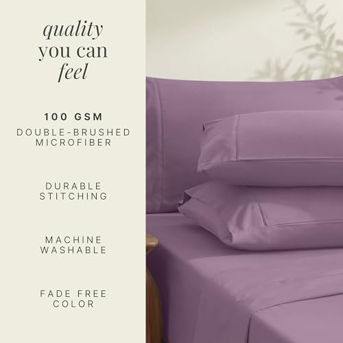 Image of Hearth & Harbor Extra Deep Pocket Sheets - Fits Mattress 18-24 Inches Deep - Extra Deep Pocket Split King Size Sets - 7 Piece Split King Size - Lavender