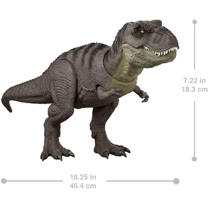 Mattel Jurassic World Lab Attack! T-Rex Kids Figure 총 길이가 큰 공룡 장난감 : 약. 46.4cm 녹색 JGM16 상세이미지 2