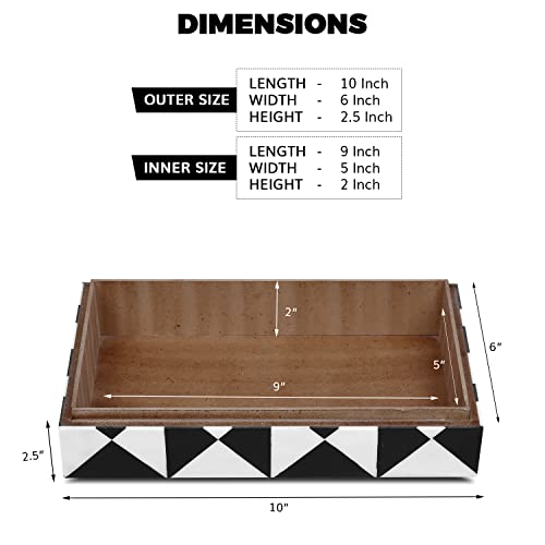 Handicrafts Home Decorative Storage Box with Lid, Black and White Decorative Remote Holder Box - Image 2
