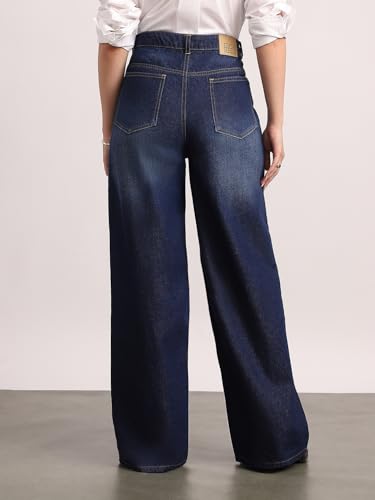 Image of Urbano Fashion Women's High Rise Loose Baggy Fit Washed Jeans Non-Stretchable