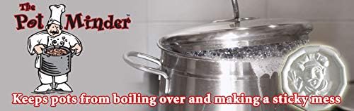 JBK Pottery Pot Minder Ceramic Boil Spill Stopper Disc - Kitchen Overflow Preventer for Noodles, Soups, Pasta, Seafood - Heat, Steam & Splatter Saver for Stove & Microwave - 2.3", Set of 3 Chef Design