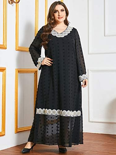 فستان سهرة طويل من الدانتيل الأسود الأنيق بمقاس كبير من NUOLIANG (اللون: أسود ، المقاس: XXXL) فستان سهرة طويل من الدانتيل الأسود الأنيق بمقاس كبير من NUOLIANG (اللون: أسود ، المقاس: XXXL)