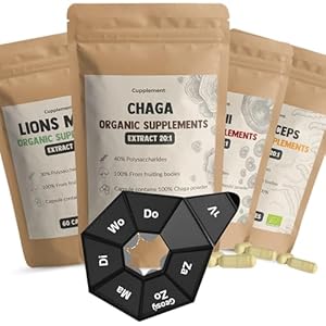 Cupplement – Paddenstoelen Extract Capsule Mix – 20:1 Extract – 5 Delige Set – Reishi, Chaga, Lions Mane & Cordyceps – Gratis Pillendoosje – Biologisch – Militaris – Elfenbankje – Superfood